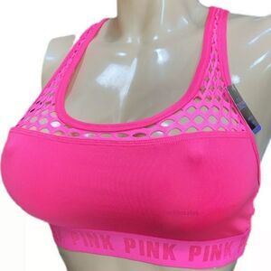 Victoria's Secret Pink Ultimate  Mesh detail Unlined Sports Bra Pink